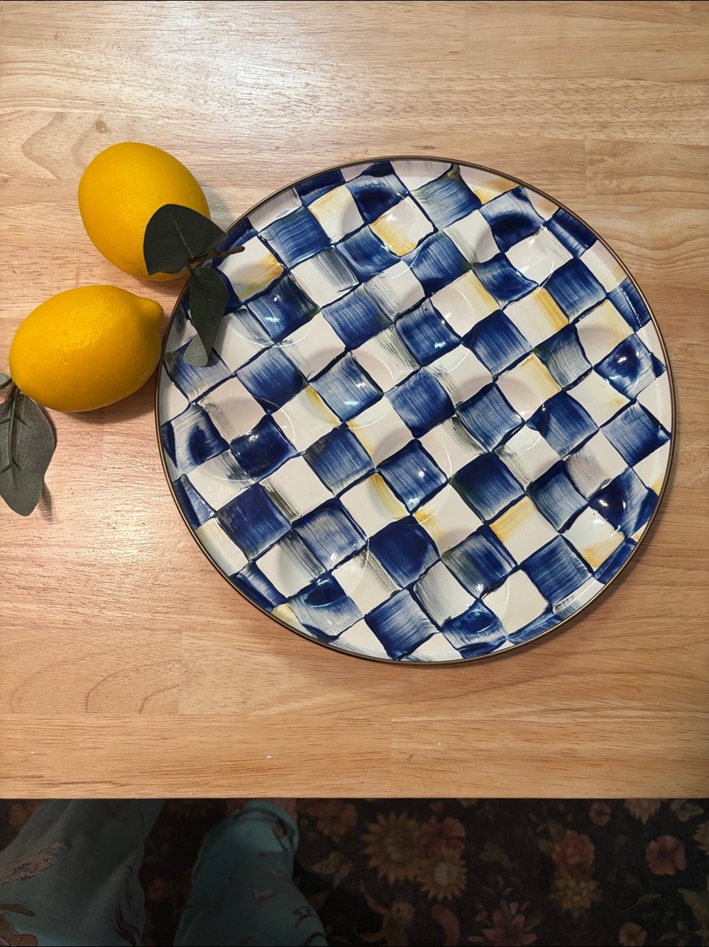 MacKenzie-Childs Royal Check  enamel Deviled egg plate. - Picture 5 of 5